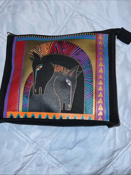 Laurel Burch Handbags - Laurel Burch Black Multicolor Horse Cosmetic Pouch